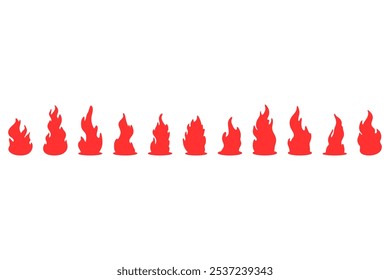 Burning fire silhouette icon design set