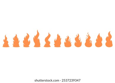 Burning fire silhouette icon design set