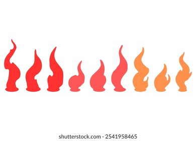 Burning fire silhouette icon design set