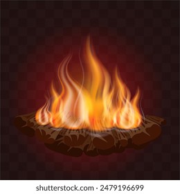 Burning fire. Smoke fire effect. Burning embers red ignite sparks fiery heat transparent smog texture . Eps 10