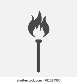 burning fire stick for camping and touring vector icon eps10