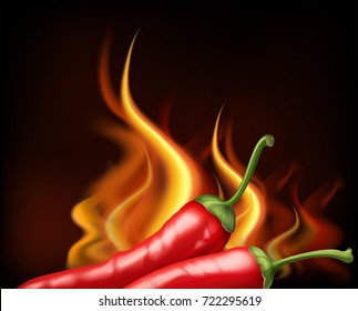 Burning fire with two hot chilies