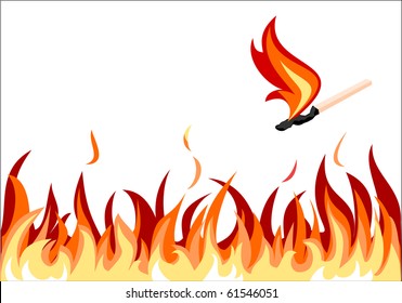 Burning fire, vector