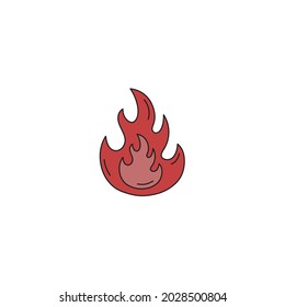 Burning fire vector illustration. Hand drawn simple flame. Isolated.