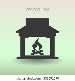 burning fireplace icon vector illustration