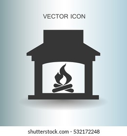 burning fireplace icon vector illustration
