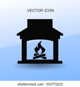 burning fireplace icon vector illustration