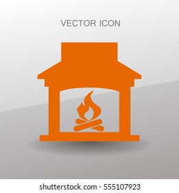 burning fireplace icon vector illustration