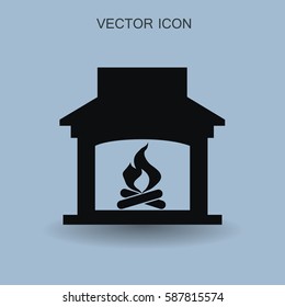 burning fireplace icon vector illustration