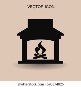 burning fireplace icon vector illustration