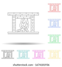 burning fireplace multi color style icon. Simple thin line, outline vector of winter icons for ui and ux, website or mobile application