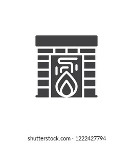Burning fireplace vector icon. filled flat sign for mobile concept and web design. Classic fireplace solid icon. Symbol, logo illustration. Pixel perfect vector graphics