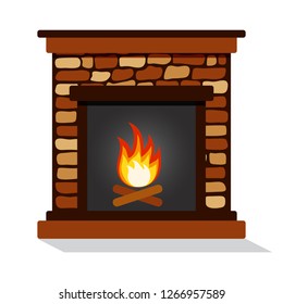 Burning Fireplace Vector Illustration Stock Vector (Royalty Free ...