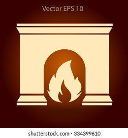 burning fireplace vector illustration