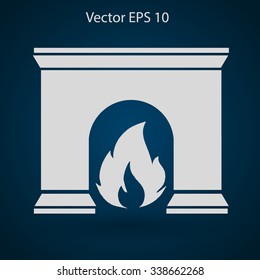 burning fireplace vector illustration
