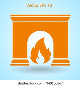 burning fireplace vector illustration
