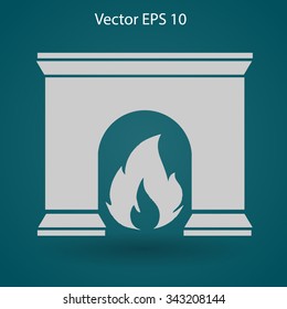 burning fireplace vector illustration