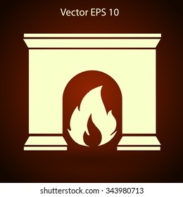 burning fireplace vector illustration