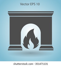 burning fireplace vector illustration
