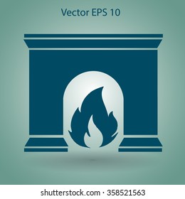 burning fireplace vector illustration