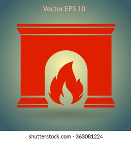 burning fireplace vector illustration