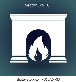 burning fireplace vector illustration