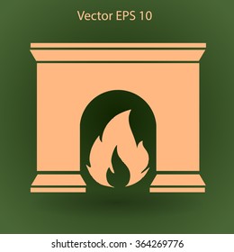 burning fireplace vector illustration