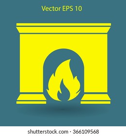 burning fireplace vector illustration
