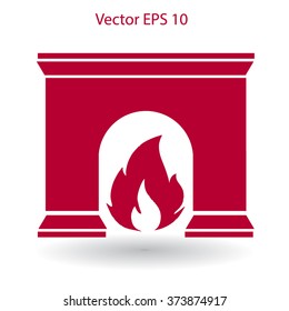 burning fireplace vector illustration