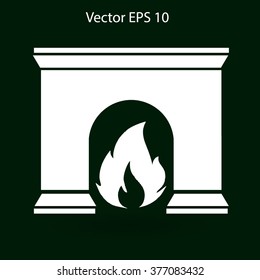 burning fireplace vector illustration
