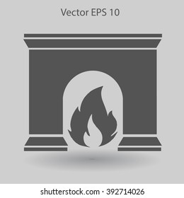 burning fireplace vector illustration