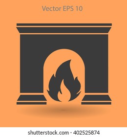 burning fireplace vector illustration