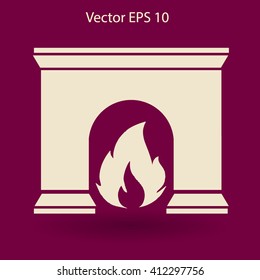burning fireplace vector illustration