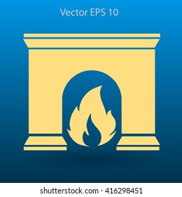 burning fireplace vector illustration