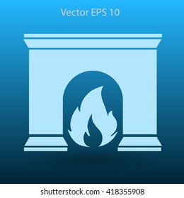 burning fireplace vector illustration