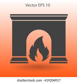 burning fireplace vector illustration