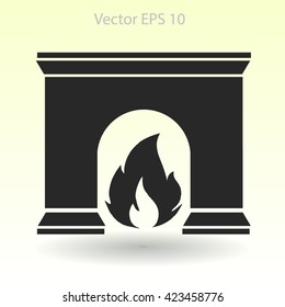 burning fireplace vector illustration