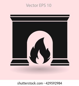burning fireplace vector illustration