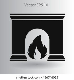 burning fireplace vector illustration