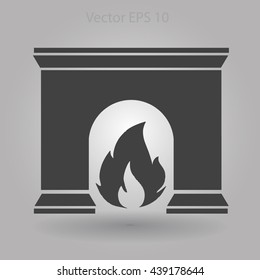 burning fireplace vector illustration