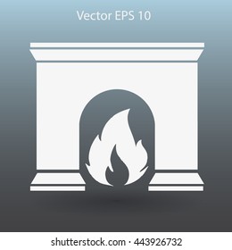 burning fireplace vector illustration