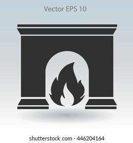 burning fireplace vector illustration