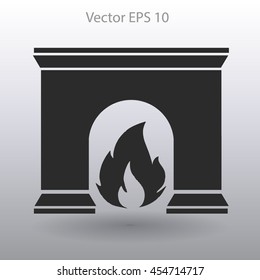 burning fireplace vector illustration