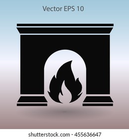 burning fireplace vector illustration