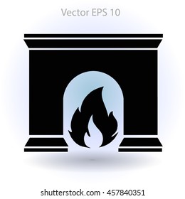 burning fireplace vector illustration
