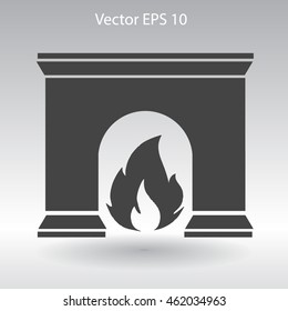 burning fireplace vector illustration