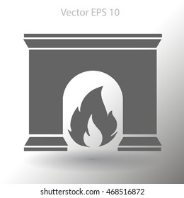 burning fireplace vector illustration