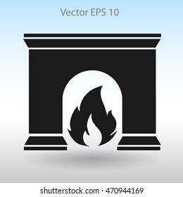 burning fireplace vector illustration