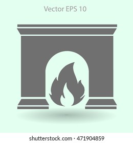 burning fireplace vector illustration