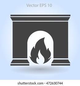 burning fireplace vector illustration